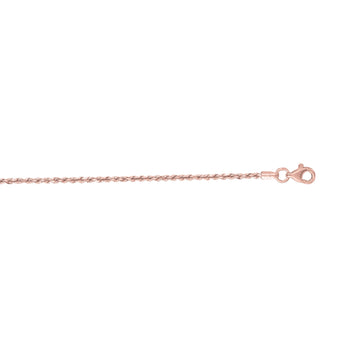 14K Rose Gold 1.6mm Diamond Cut Royal Rope 20 Chain with Lobster Lock